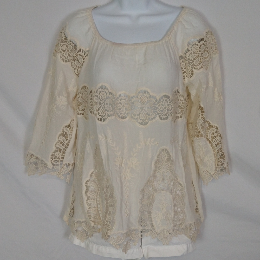 Women's Embroidered Peasant Top Size Small